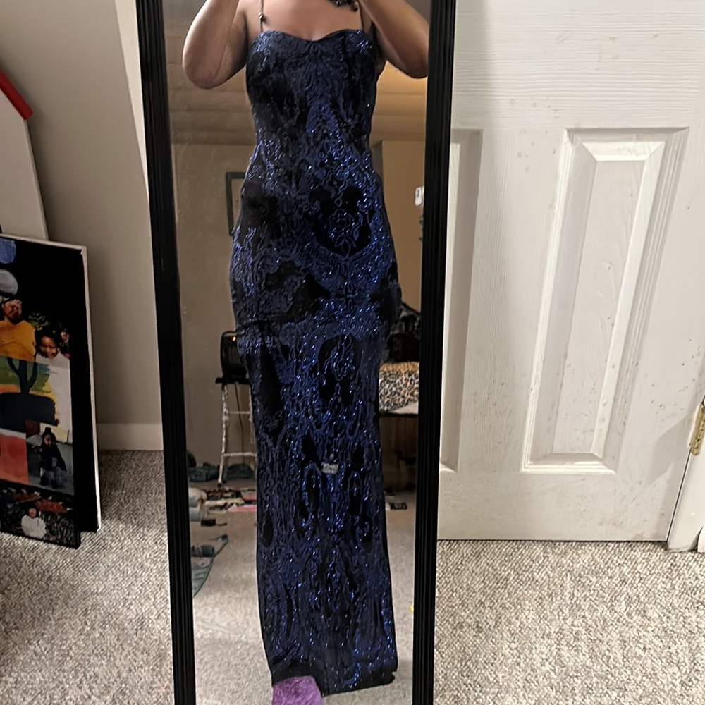 Beautiful Blue Glitter/Sparkle Black Bodycon Prom/Homecoming/Formal Dress